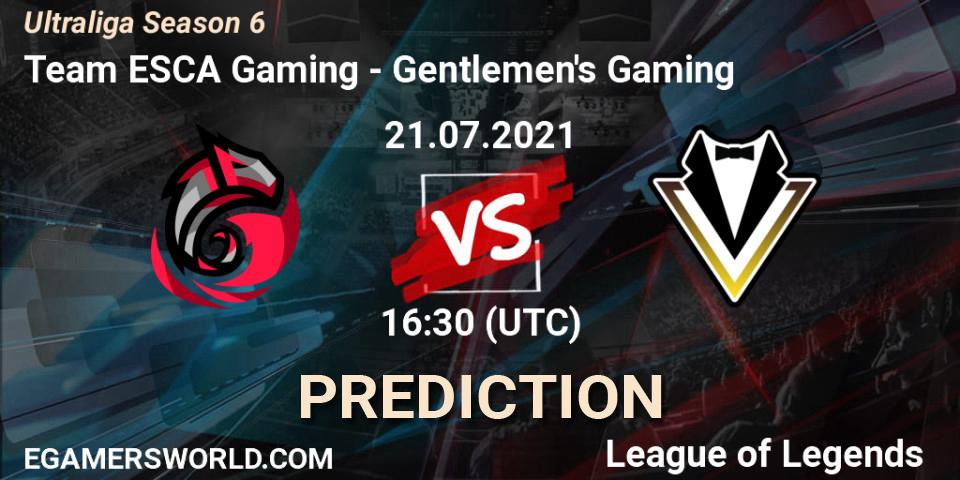 Team ESCA Gaming - Gentlemen's Gaming: ennuste. 29.06.2021 at 15:30, LoL, Ultraliga Season 6