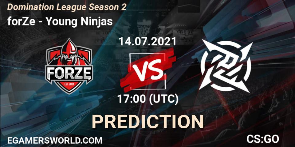 forZe - Young Ninjas: ennuste. 14.07.2021 at 18:00, Counter-Strike (CS2), Domination League Season 2