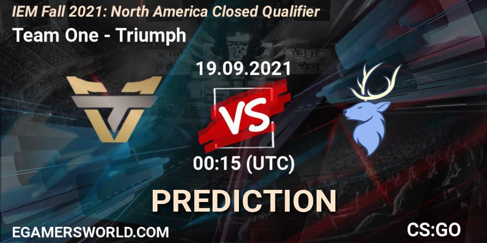 Team One - Triumph: ennuste. 19.09.2021 at 00:15, Counter-Strike (CS2), IEM Fall 2021: North America Closed Qualifier