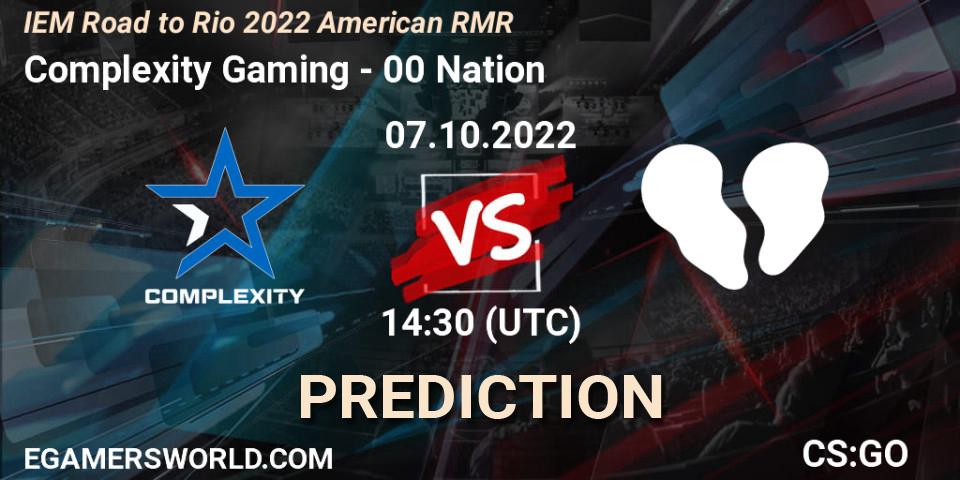 Complexity Gaming - 00 Nation: ennuste. 07.10.22, CS2 (CS:GO), IEM Road to Rio 2022 American RMR