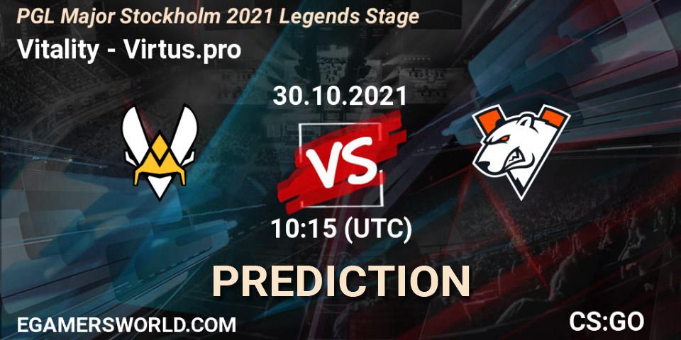 Vitality - Virtus.pro: ennuste. 30.10.2021 at 12:00, Counter-Strike (CS2), PGL Major Stockholm 2021 Legends Stage