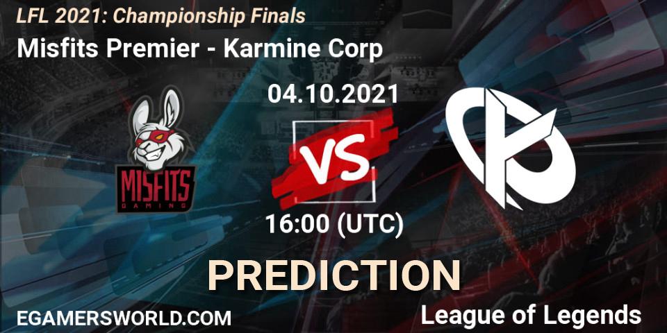 Misfits Premier - Karmine Corp: ennuste. 04.10.2021 at 16:00, LoL, LFL 2021: Championship Finals