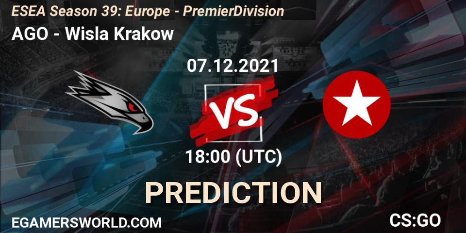 AGO - Wisla Krakow: ennuste. 07.12.2021 at 18:15, Counter-Strike (CS2), ESEA Season 39: Europe - Premier Division