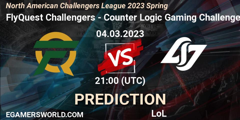 FlyQuest Challengers - Counter Logic Gaming Challengers: ennuste. 04.03.23, LoL, NACL 2023 Spring - Group Stage