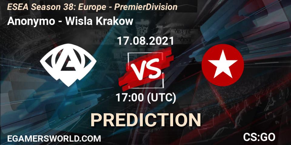 Anonymo - Wisla Krakow: ennuste. 26.09.2021 at 17:00, Counter-Strike (CS2), ESEA Season 38: Europe Premier