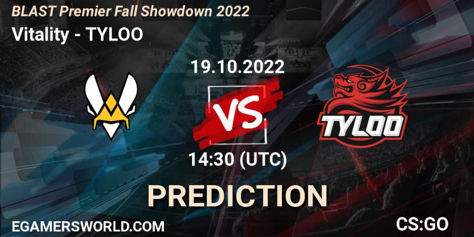Vitality - TYLOO: ennuste. 19.10.2022 at 14:30, Counter-Strike (CS2), BLAST Premier Fall Showdown 2022 Europe