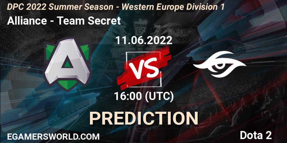 Alliance - Team Secret: ennuste. 11.06.22, Dota 2, DPC WEU 2021/2022 Tour 3: Division I