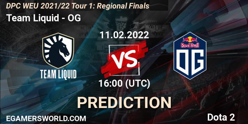 Team Liquid - OG: ennuste. 11.02.2022 at 13:23, Dota 2, DPC WEU 2021/22 Tour 1: Regional Finals