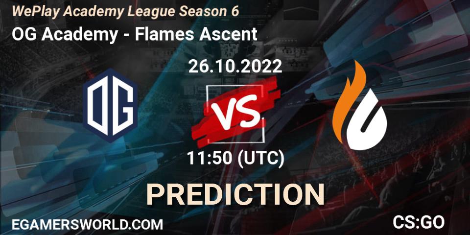 OG Academy - Flames Ascent: ennuste. 26.10.2022 at 11:50, Counter-Strike (CS2), WePlay Academy League Season 6