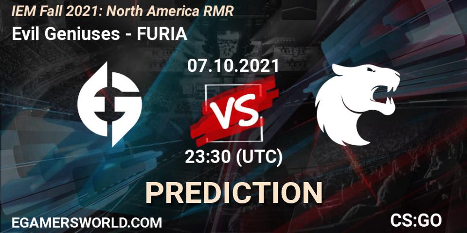 Evil Geniuses - FURIA: ennuste. 07.10.2021 at 23:30, Counter-Strike (CS2), IEM Fall 2021: North America RMR