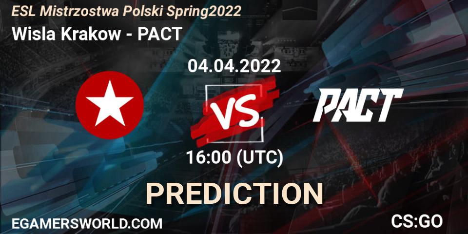 Wisla Krakow - PACT: ennuste. 04.04.2022 at 16:00, Counter-Strike (CS2), ESL Mistrzostwa Polski Spring 2022