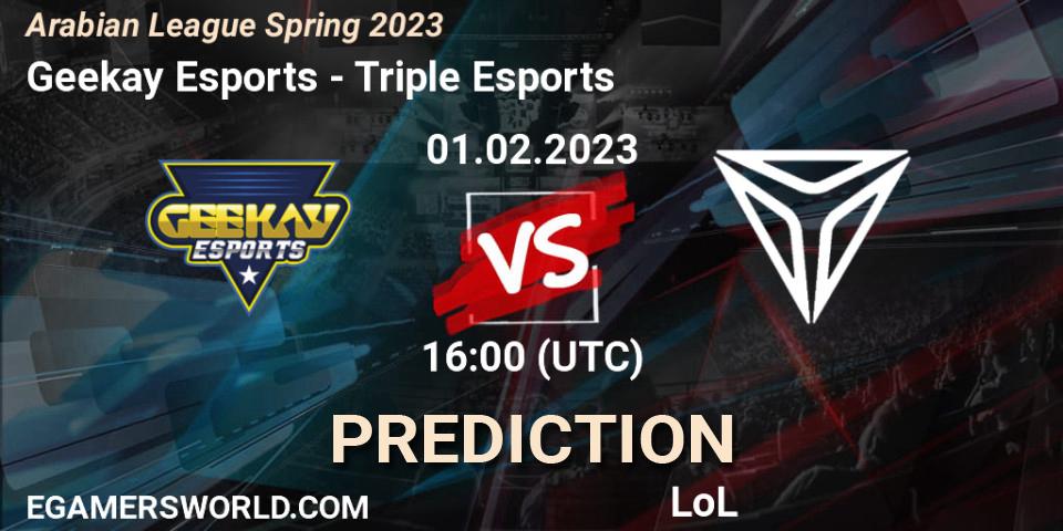 Geekay Esports - Triple Esports: ennuste. 01.02.23, LoL, Arabian League Spring 2023