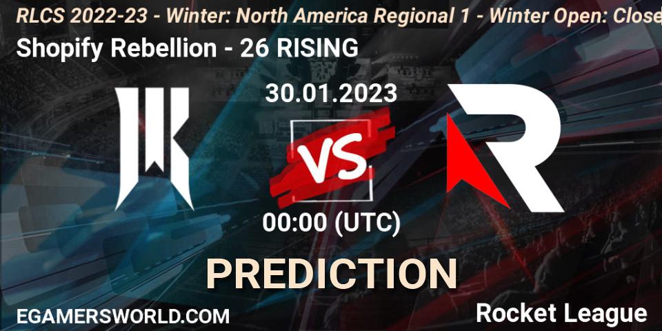 Shopify Rebellion - 26 RISING: ennuste. 30.01.2023 at 00:00, Rocket League, RLCS 2022-23 - Winter: North America Regional 1 - Winter Open: Closed Qualifier