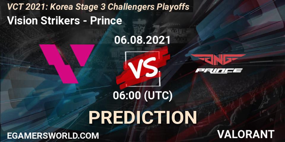 Vision Strikers - Prince: ennuste. 06.08.2021 at 08:00, VALORANT, VCT 2021: Korea Stage 3 Challengers Playoffs