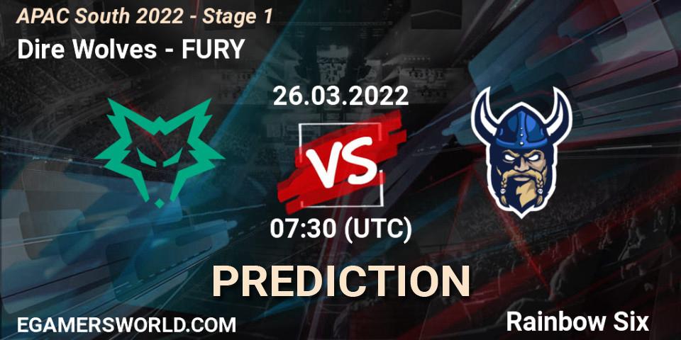 Dire Wolves - FURY: ennuste. 26.03.2022 at 07:30, Rainbow Six, APAC South 2022 - Stage 1
