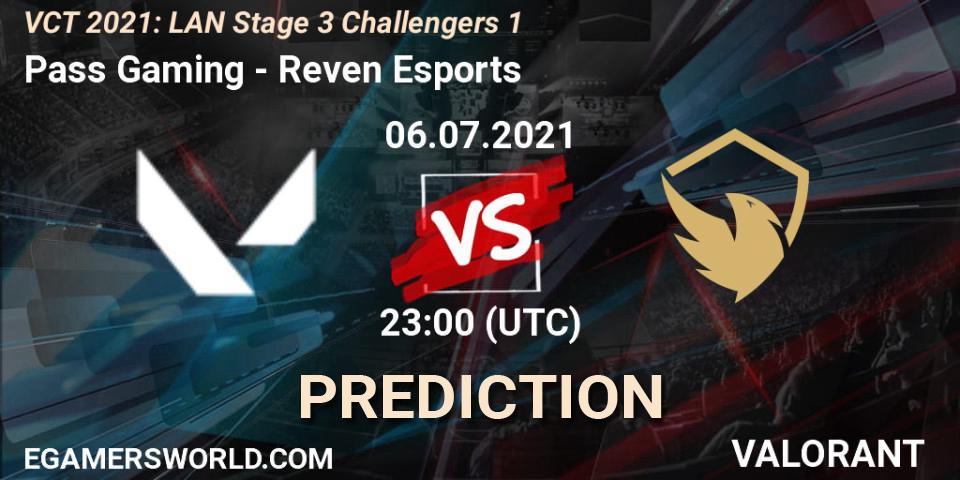 Pass Gaming - Reven Esports: ennuste. 06.07.2021 at 23:00, VALORANT, VCT 2021: LAN Stage 3 Challengers 1