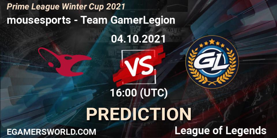 mousesports - Team GamerLegion: ennuste. 04.10.2021 at 16:00, LoL, Prime League Winter Cup 2021