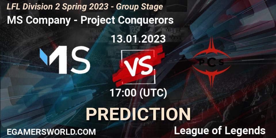 MS Company - Project Conquerors: ennuste. 13.01.2023 at 17:00, LoL, LFL Division 2 Spring 2023 - Group Stage