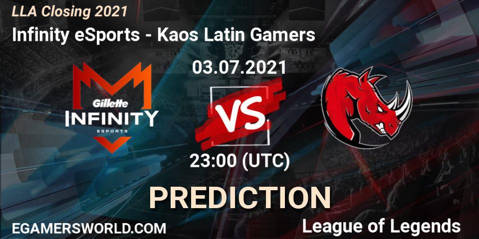 Infinity eSports - Kaos Latin Gamers: ennuste. 04.07.2021 at 00:00, LoL, LLA Closing 2021