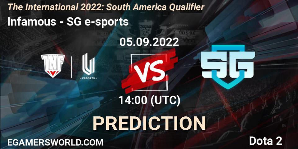 Infamous - SG e-sports: ennuste. 05.09.2022 at 14:03, Dota 2, The International 2022: South America Qualifier