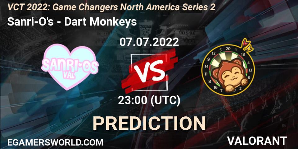 Sanri-O's - Dart Monkeys: ennuste. 07.07.2022 at 22:40, VALORANT, VCT 2022: Game Changers North America Series 2
