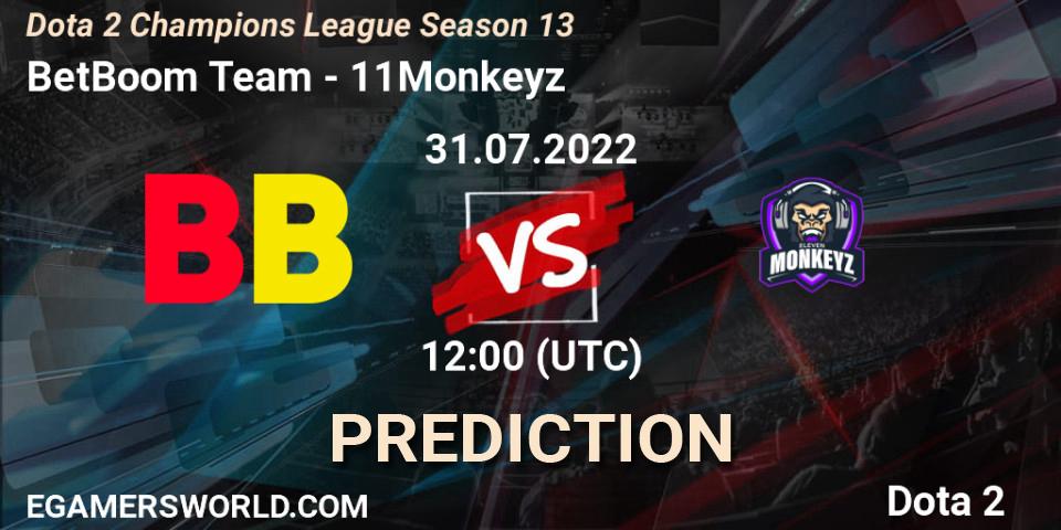 BetBoom Team - 11Monkeyz: ennuste. 31.07.2022 at 12:00, Dota 2, Dota 2 Champions League Season 13