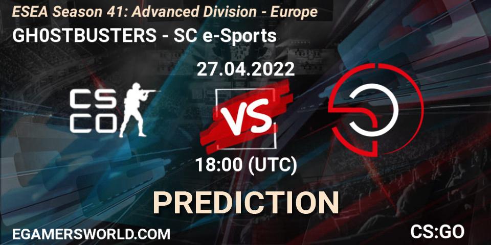 GH0STBUSTERS - SC e-Sports: ennuste. 27.04.2022 at 18:00, Counter-Strike (CS2), ESEA Season 41: Advanced Division - Europe