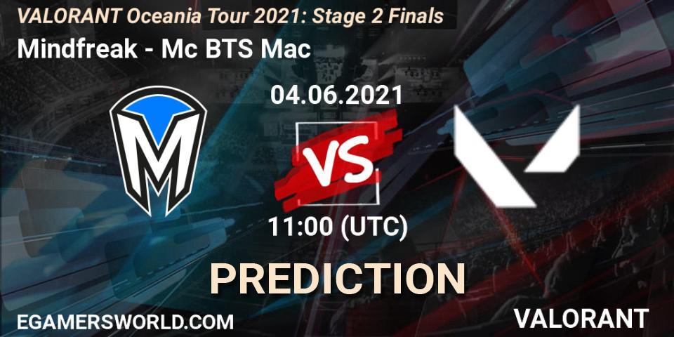 Mindfreak - Mc BTS Mac: ennuste. 04.06.2021 at 11:00, VALORANT, VALORANT Oceania Tour 2021: Stage 2 Finals