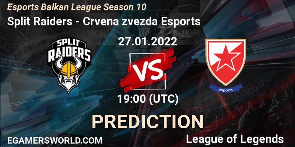Split Raiders - Crvena zvezda Esports: ennuste. 01.02.2022 at 19:00, LoL, Esports Balkan League Season 10