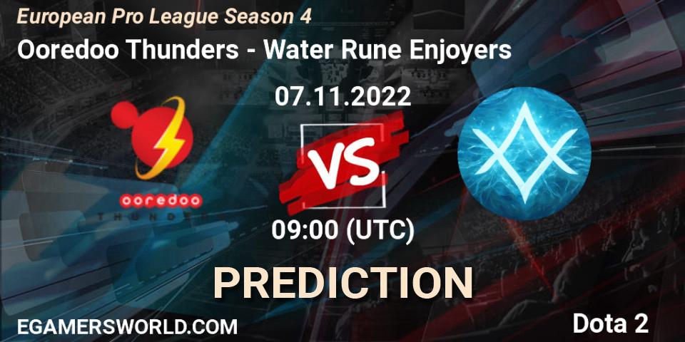 Ooredoo Thunders - Water Rune Enjoyers: ennuste. 07.11.2022 at 10:08, Dota 2, European Pro League Season 4