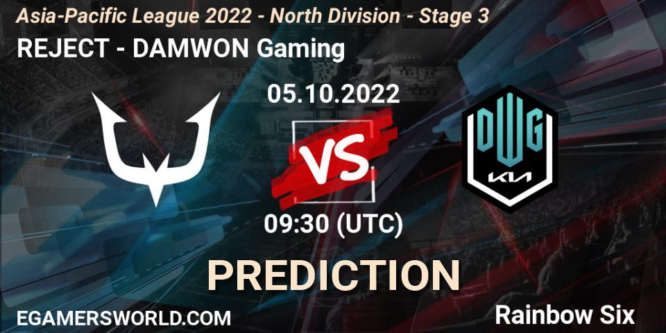 REJECT - DAMWON Gaming: ennuste. 05.10.2022 at 09:30, Rainbow Six, Asia-Pacific League 2022 - North Division - Stage 3