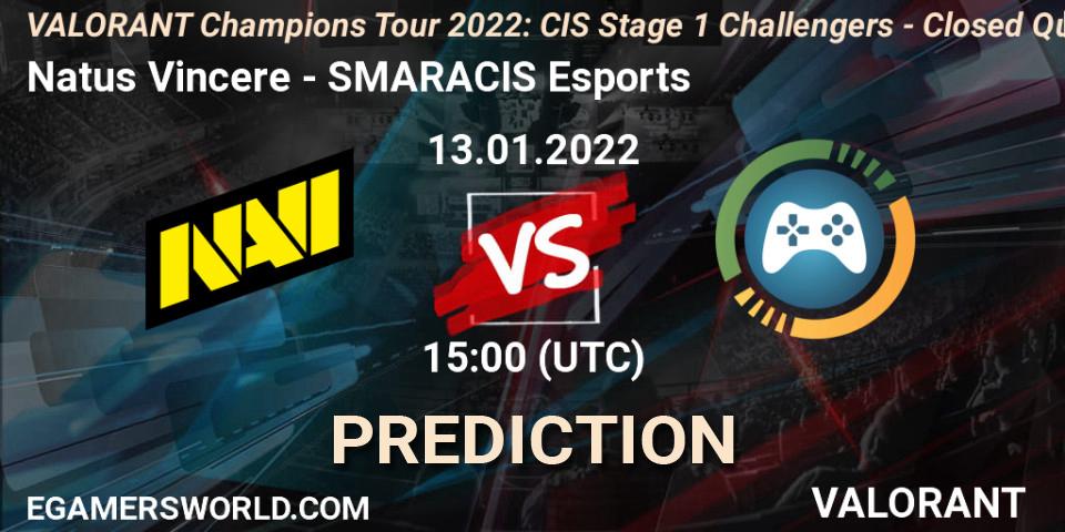 Natus Vincere - SMARACIS Esports: ennuste. 13.01.2022 at 15:00, VALORANT, VCT 2022: CIS Stage 1 Challengers - Closed Qualifier 1