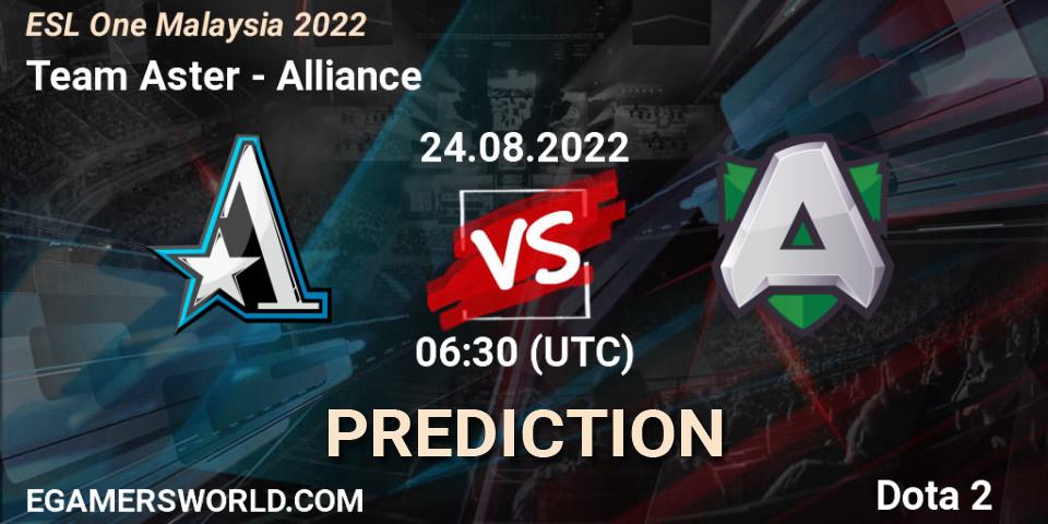 Team Aster - Alliance: ennuste. 24.08.22, Dota 2, ESL One Malaysia 2022