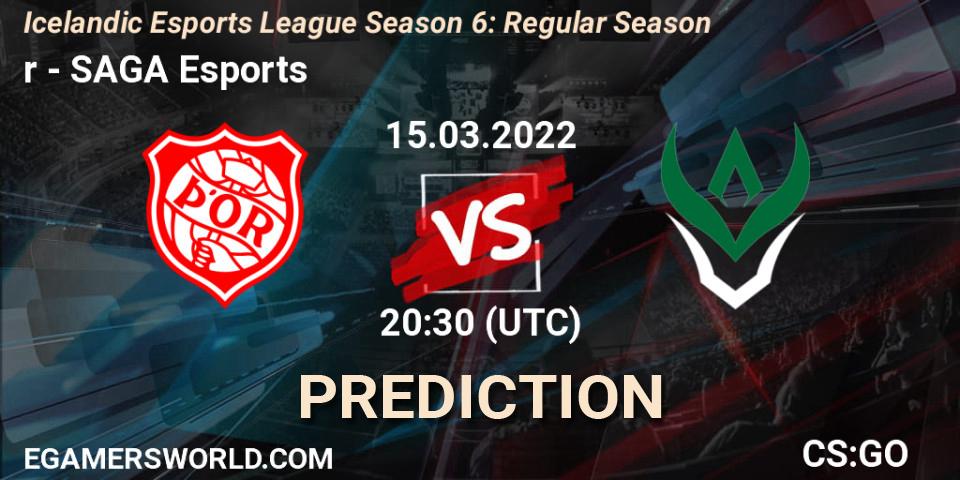 Þór - SAGA Esports: ennuste. 15.03.2022 at 20:30, Counter-Strike (CS2), Icelandic Esports League Season 6: Regular Season