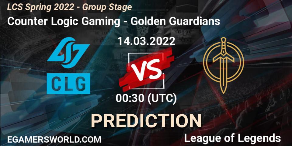 Counter Logic Gaming - Golden Guardians: ennuste. 13.03.22, LoL, LCS Spring 2022 - Group Stage