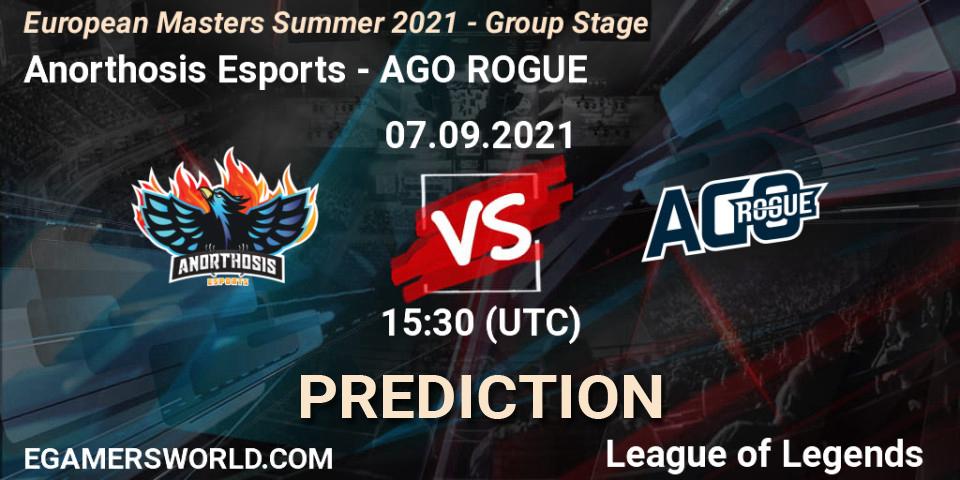 Anorthosis Esports - AGO ROGUE: ennuste. 07.09.2021 at 15:30, LoL, European Masters Summer 2021 - Group Stage