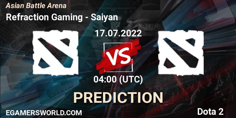 Refraction Gaming - Saiyan: ennuste. 17.07.2022 at 04:07, Dota 2, Asian Battle Arena
