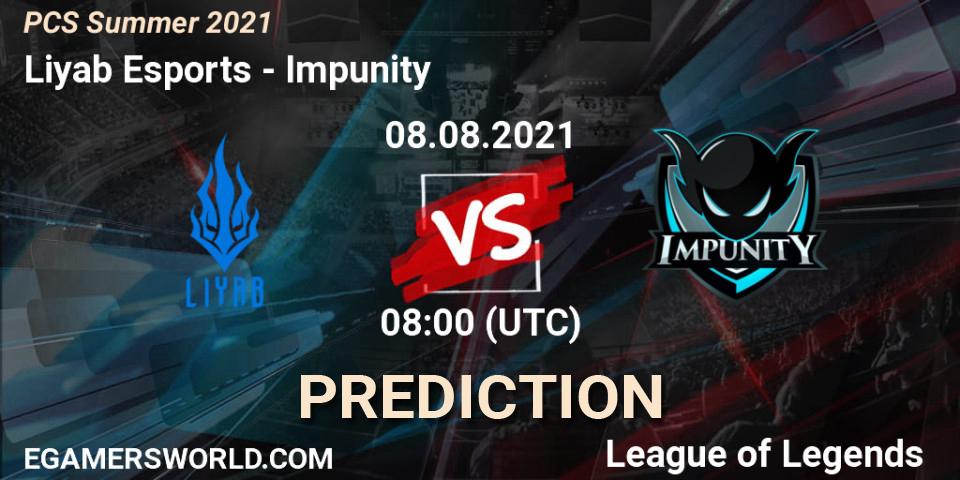 Liyab Esports - Impunity: ennuste. 08.08.2021 at 08:00, LoL, PCS Summer 2021