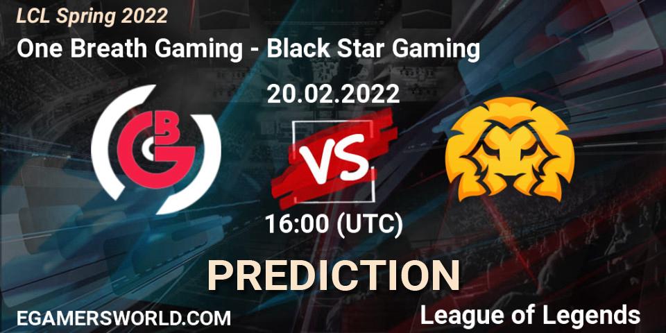 One Breath Gaming - Black Star Gaming: ennuste. 20.02.2022 at 16:30, LoL, LCL Spring 2022