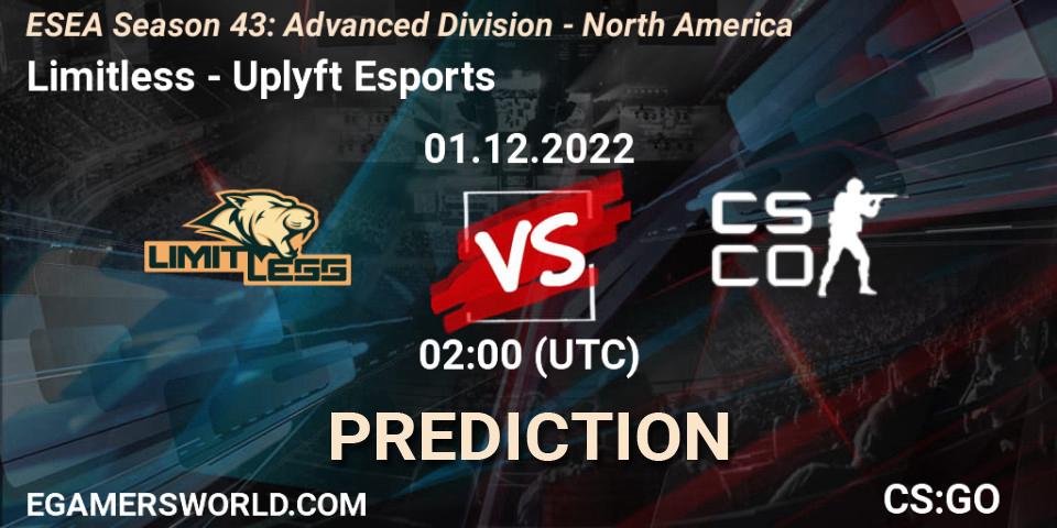 Limitless - Uplyft Esports: ennuste. 01.12.2022 at 02:00, Counter-Strike (CS2), ESEA Season 43: Advanced Division - North America