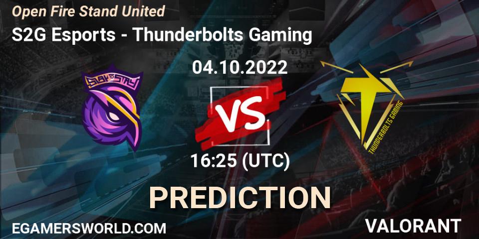 S2G Esports - Thunderbolts Gaming: ennuste. 04.10.22, VALORANT, Open Fire Stand United