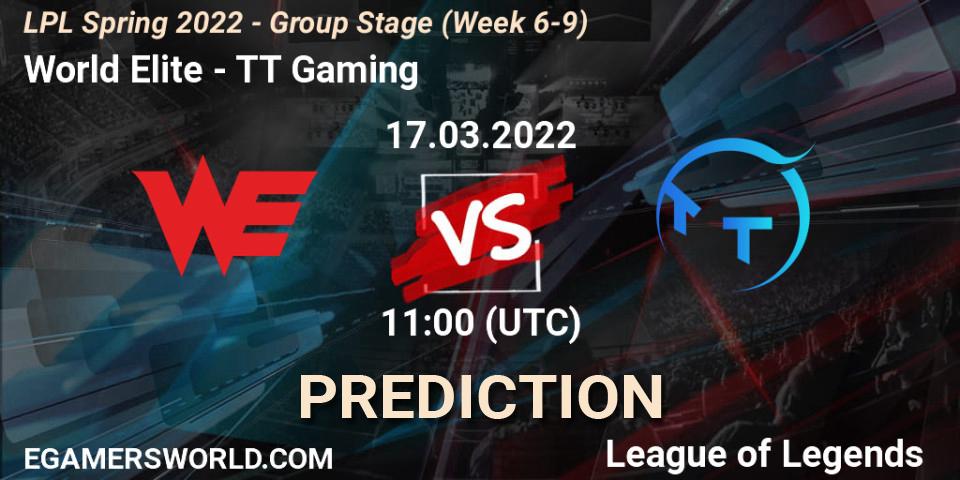 World Elite - TT Gaming: ennuste. 17.03.22, LoL, LPL Spring 2022 - Group Stage (Week 6-9)