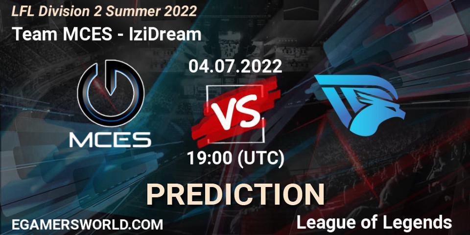 Team MCES - IziDream: ennuste. 04.07.2022 at 19:15, LoL, LFL Division 2 Summer 2022