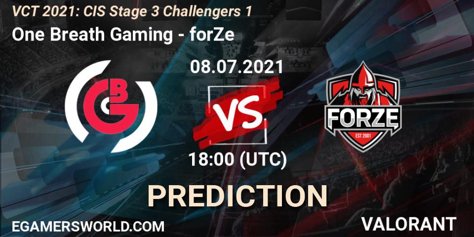 One Breath Gaming - forZe: ennuste. 08.07.2021 at 18:00, VALORANT, VCT 2021: CIS Stage 3 Challengers 1