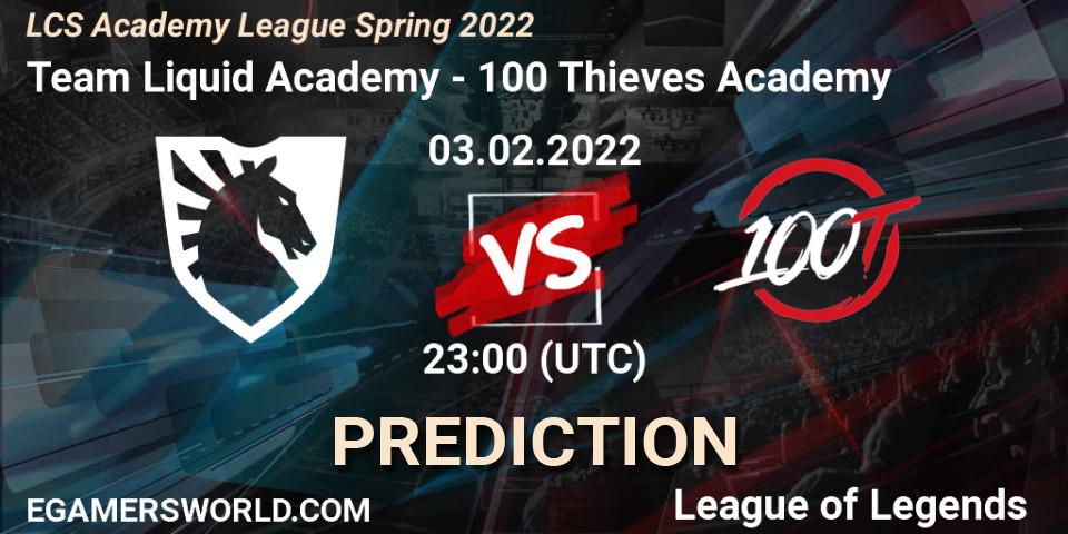Team Liquid Academy - 100 Thieves Academy: ennuste. 03.02.2022 at 23:00, LoL, LCS Academy League Spring 2022