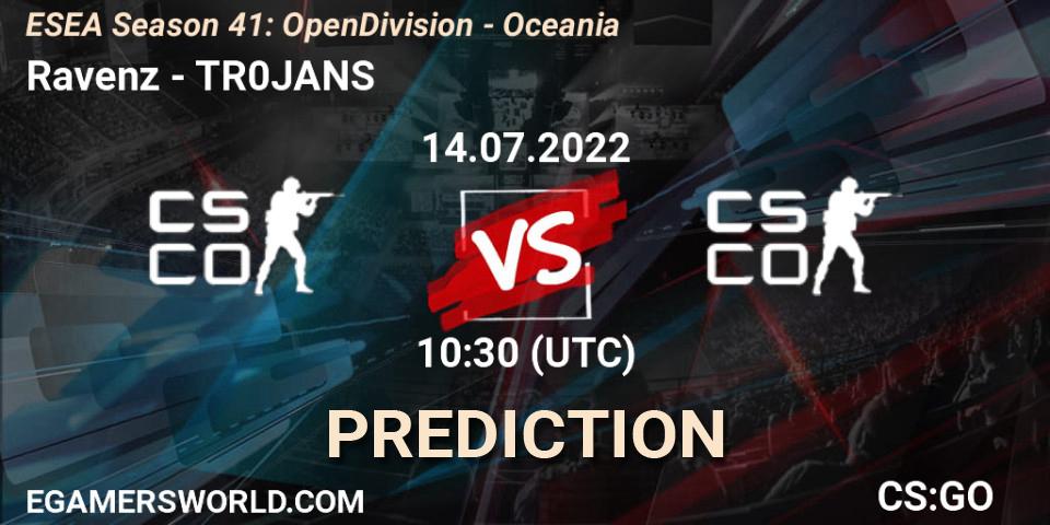 Ravenz - TR0JANS: ennuste. 14.07.2022 at 10:30, Counter-Strike (CS2), ESEA Season 41: Open Division - Oceania