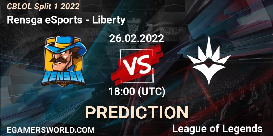 Rensga eSports - Liberty: ennuste. 26.02.2022 at 18:10, LoL, CBLOL Split 1 2022