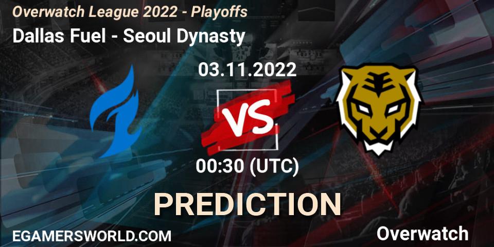 Dallas Fuel - Seoul Dynasty: ennuste. 03.11.2022 at 01:15, Overwatch, Overwatch League 2022 - Playoffs