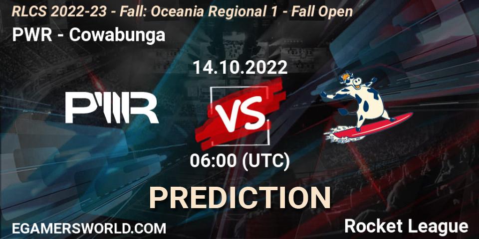 PWR - Cowabunga: ennuste. 14.10.2022 at 06:00, Rocket League, RLCS 2022-23 - Fall: Oceania Regional 1 - Fall Open