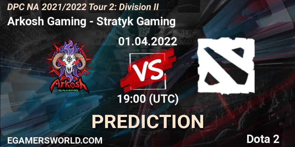 Arkosh Gaming - Stratyk Gaming: ennuste. 01.04.2022 at 19:07, Dota 2, DP 2021/2022 Tour 2: NA Division II (Lower) - ESL One Spring 2022